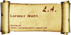 Lorencz Anett névjegykártya